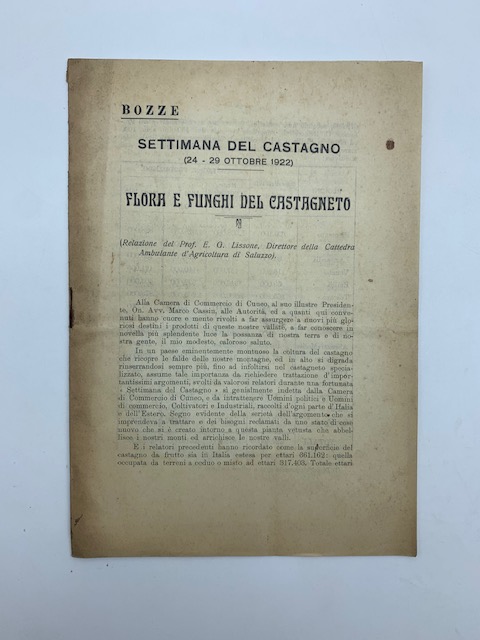 Settimana del castagno (24-29 ottobre 1922). Flora e funghi del castagneto